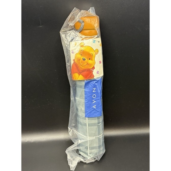 Avon Accessories - Avon Disney Pooh‎ Umbrella Y2K Gray Black Plaid Bumblebees Honey Pot Handle